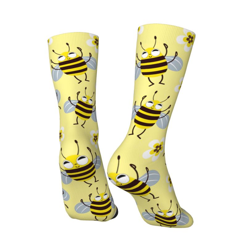 Dress Sock Men - Özel Tasarım Komik Arılar Çiçekler Desenli