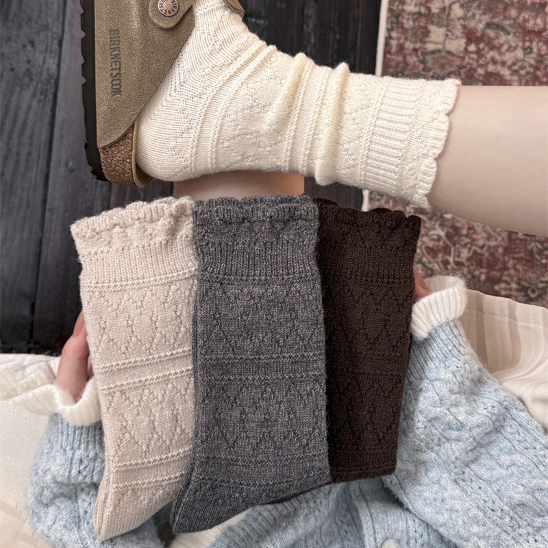 Boot Sock Slouchy - 1 Çift Süt Beyazı Dantel Detaylı