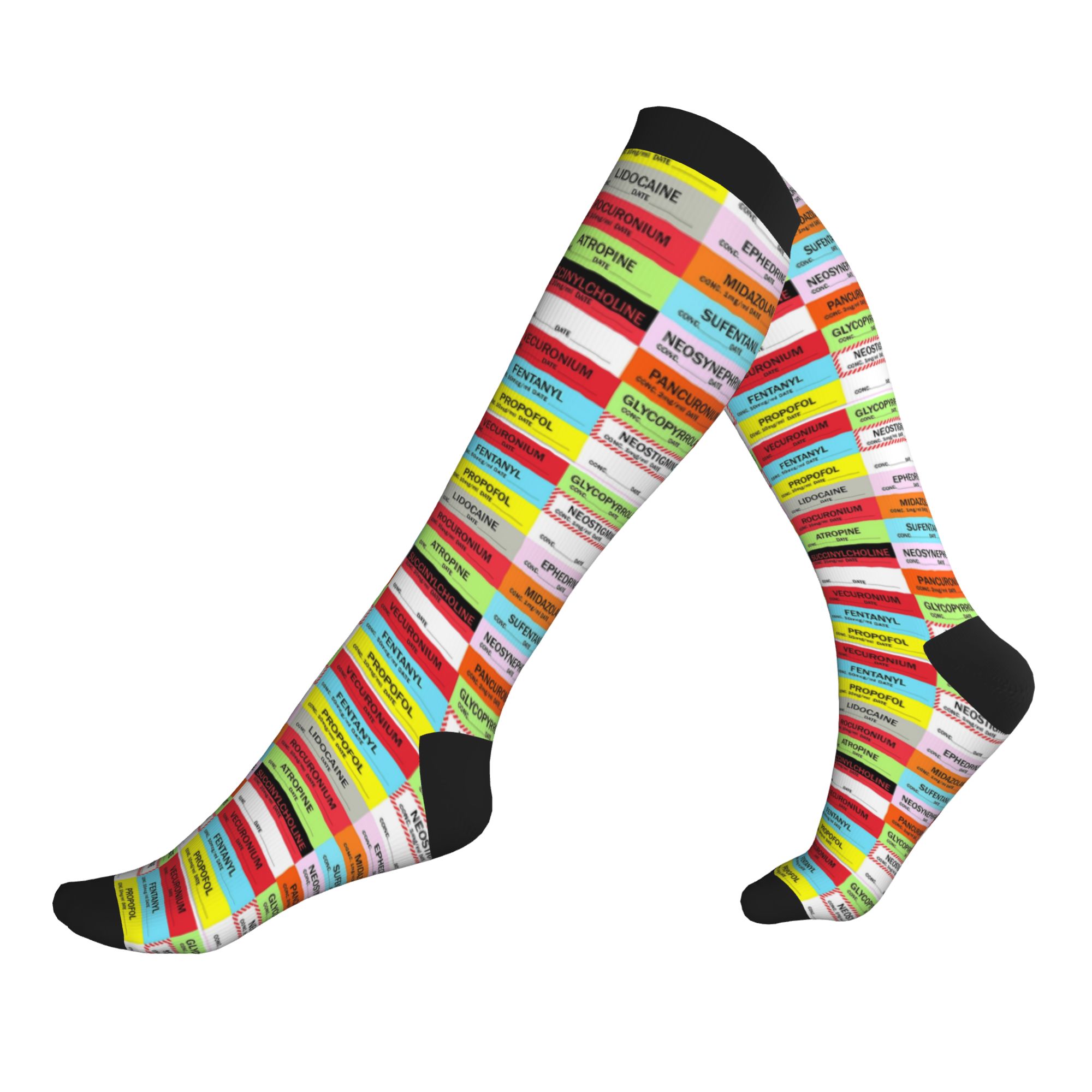 Compression Sock Medical - Yenilikçi Baskılı Anestezi İlaç Etiketleri Çorapları