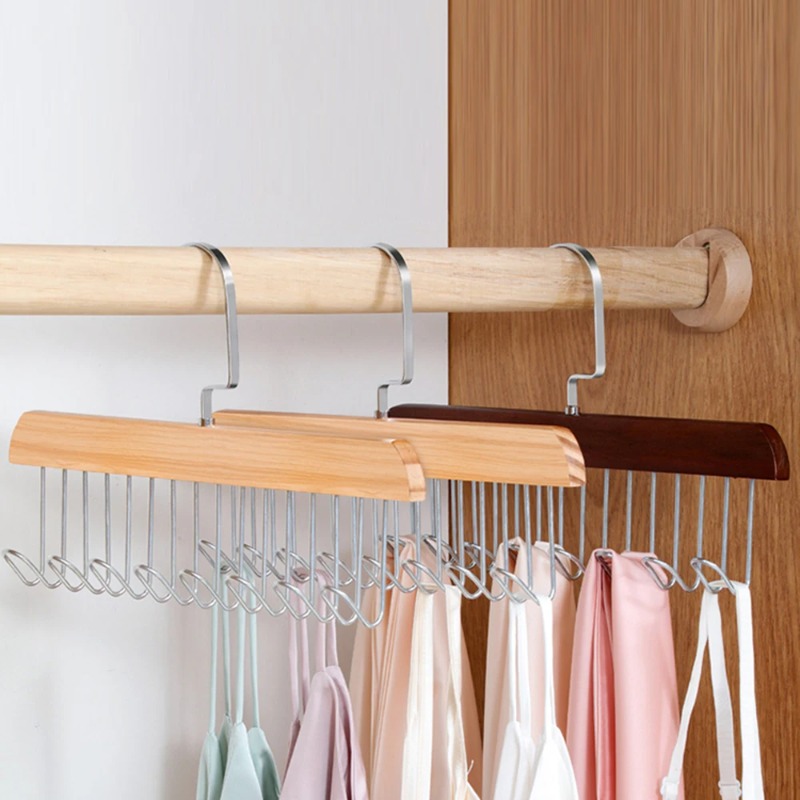 Sock Organizer Tray - Masif ahşap sekiz kancalı askı çok