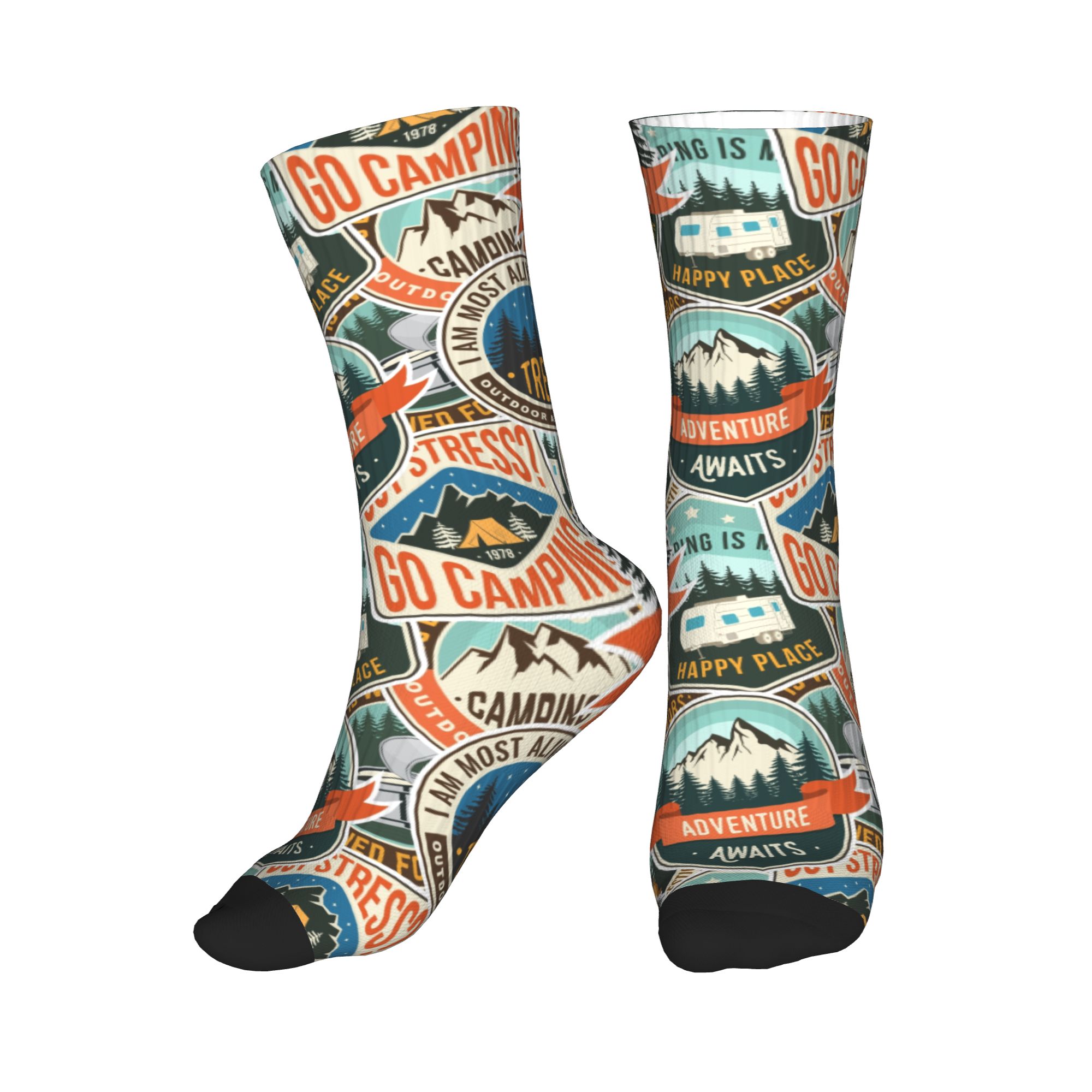 Dress Sock Men - Moda erkek Vintage Dağ Kampı Rozeti