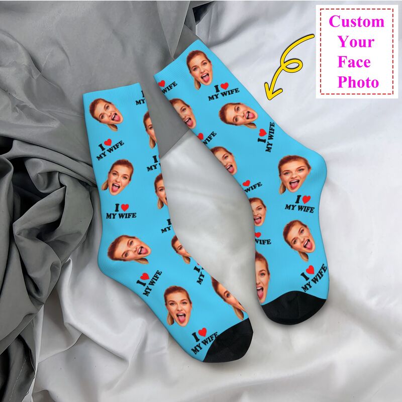 Dress Sock Men - Eşimi Seviyorum Kişiselleştirilmiş Yüz Fotoğrafı Özel