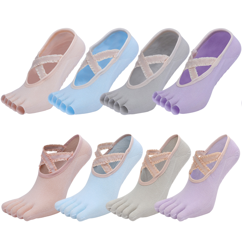 Grip Sock Yoga - Beş parmak Yoga çorap dantel çapraz