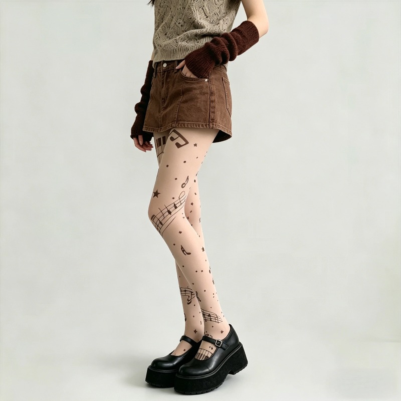 Y2K nota baskı şeffaf külotlu  - Tights Pantyhose Sheer incelemesi ve fiyatı
