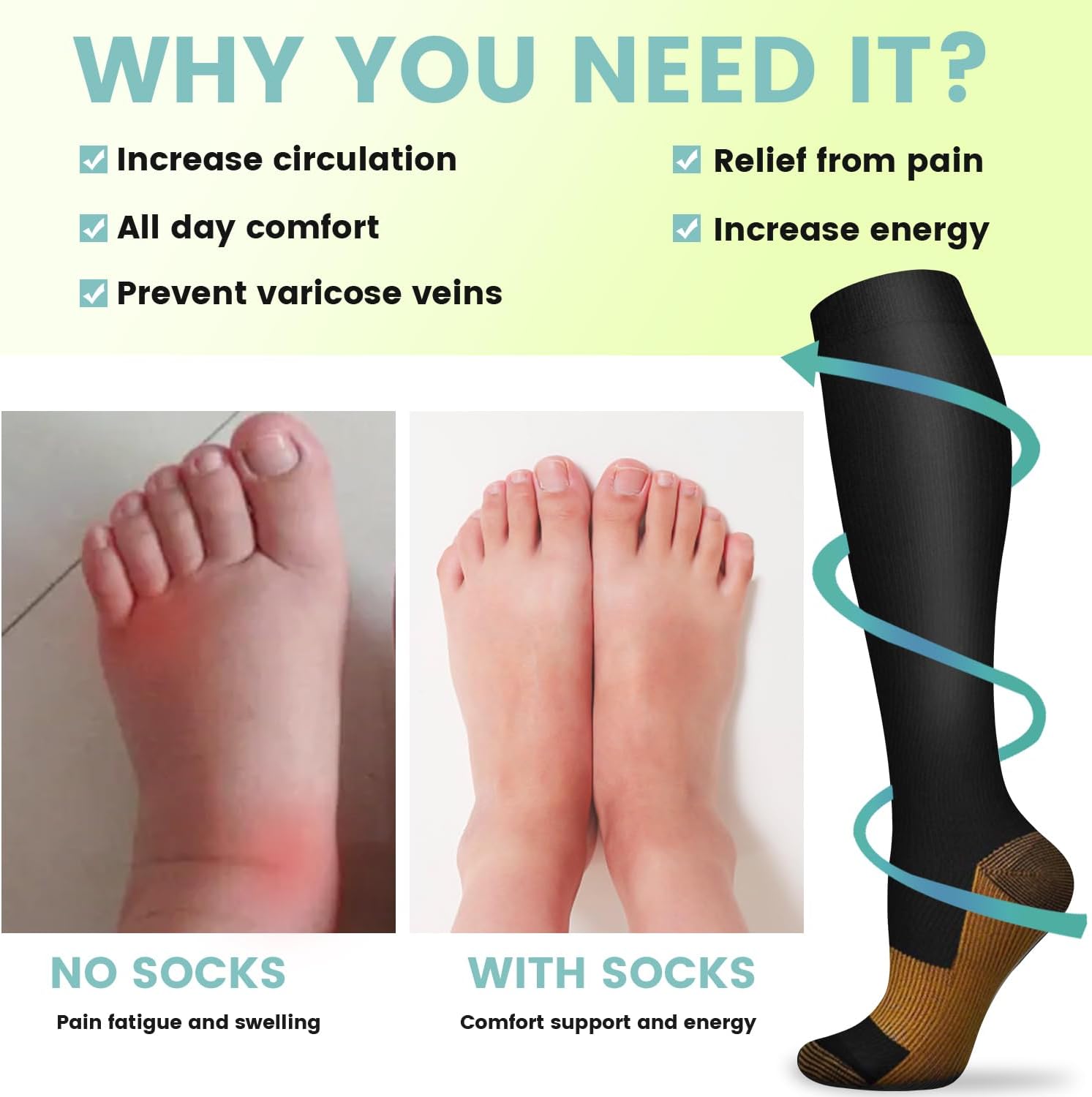 6 Çift Düz Renk Bakır Varis Ço - Compression Sock Medical incelemesi ve fiyatı